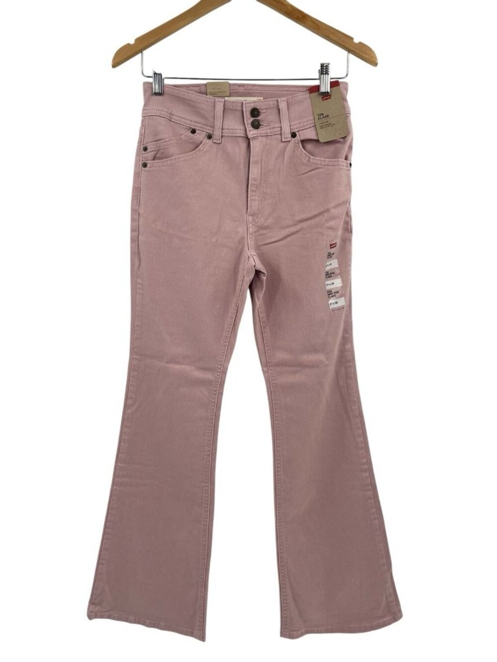 LEVI'S Women's Light Pink Denim 726 High Rise Flare Jeans NWT Size 27 - Picture 1 of 7